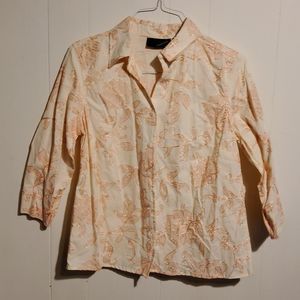 Embroidered floral peach blouse Large